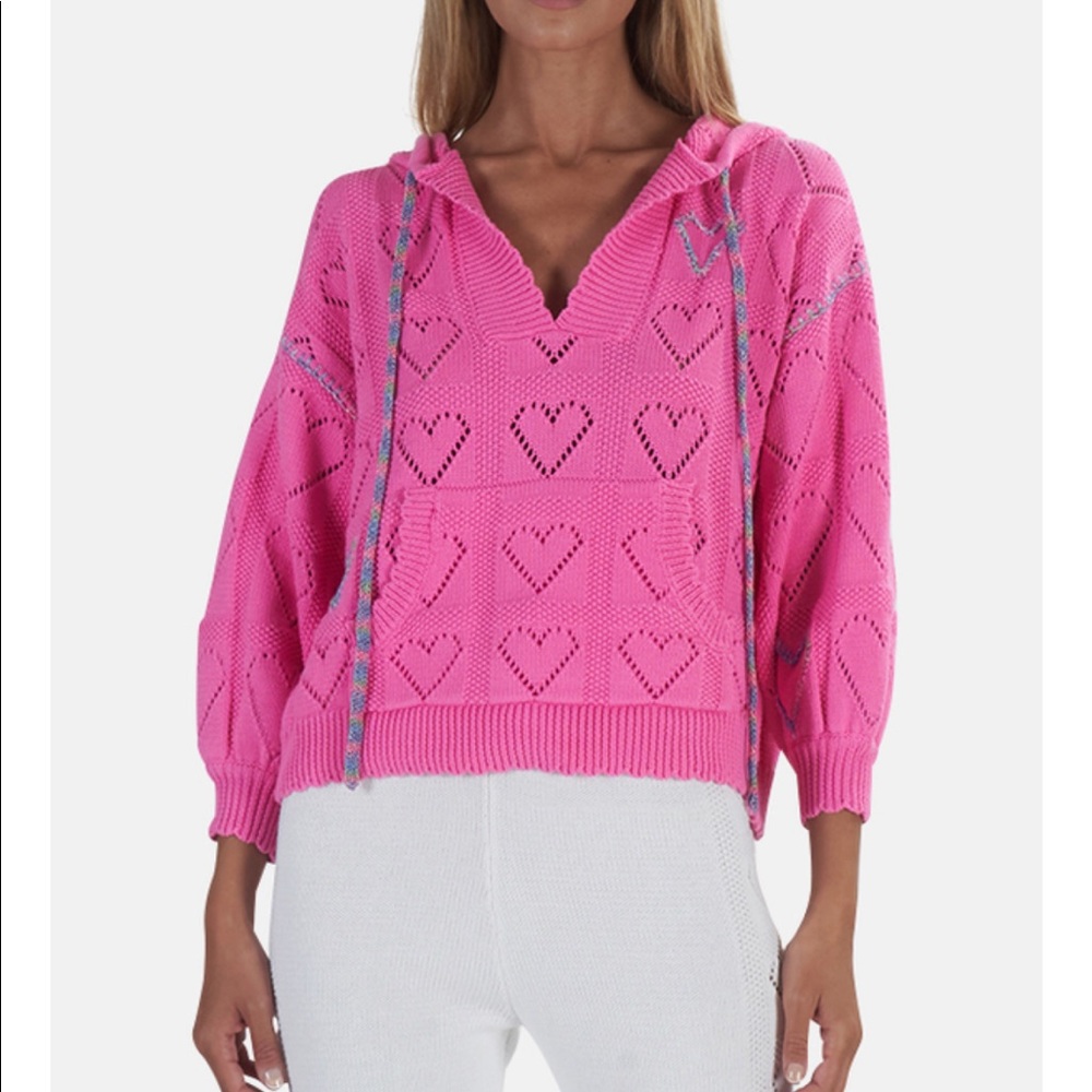 LoveShackFancy Meara Hoodie, Pink, Size Large